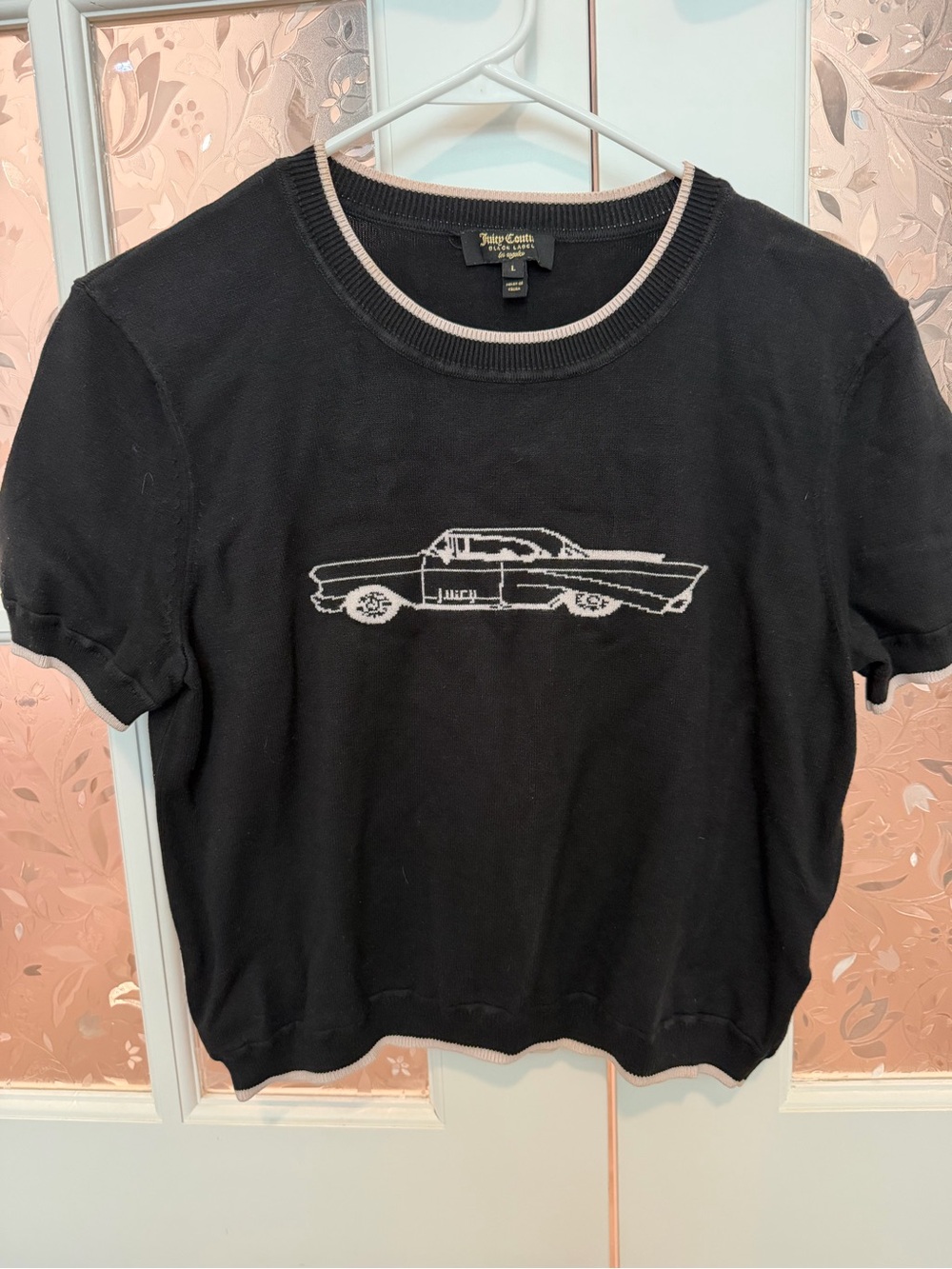 Juicy Couture Black Label Knit Tee with Car Graphic